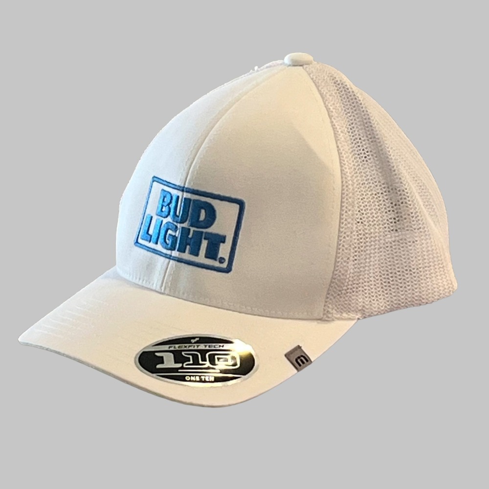 Travis Mathew Bud Light Trucker Hat Cap Mens White Snapback Adjustable New